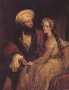Henry William Pickersgill Portrait of James Silk Buckingham and his Wife in Arab Costume of Baghdad of 1816 (mk32) oil painting reproduction